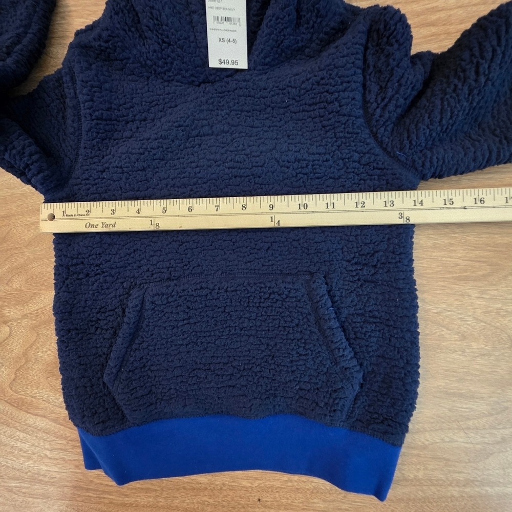 Lands' End Hoodie Kids XS 4-5 Deep Sea Navy Sherpa Fleece Blue New BIN O - Picture 7 of 14